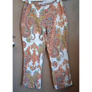 Vintage 90s Y2K Tommy Hilfiger Straight Leg Ankle Pants 2 Paisley Signature Logo